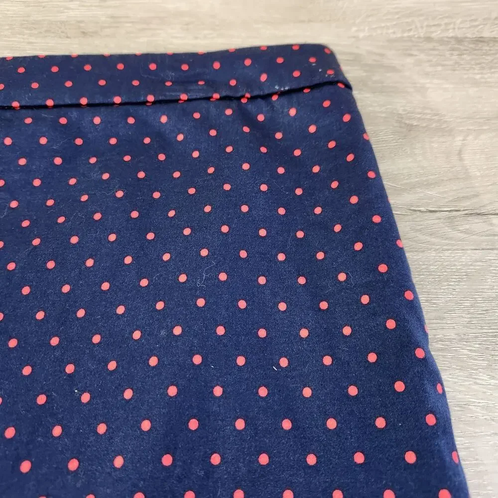 J.Crew Polka Dot Pencil Skirt Navy Red Cotton Blend Preppy Twee Womens Size 4